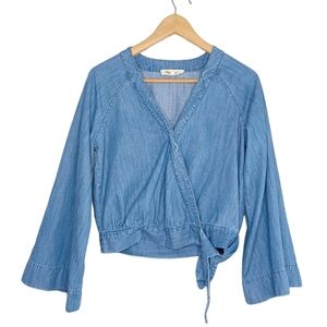 Madewell Denim Bell-Sleeve Wrap Top